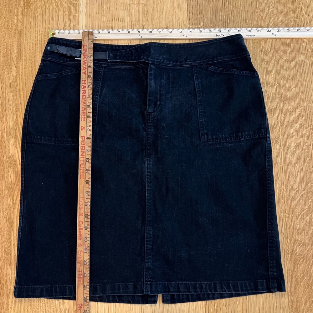 Lauren Ralph Lauren Womens 16W Black Denim Utility Skirt Belted Knee Length Y2K - Picture 5 of 9